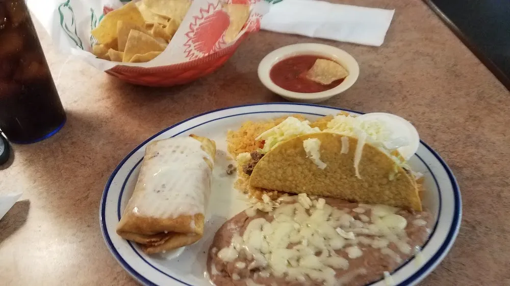 Combination Dinner with Taco Chimichanga and Tostada